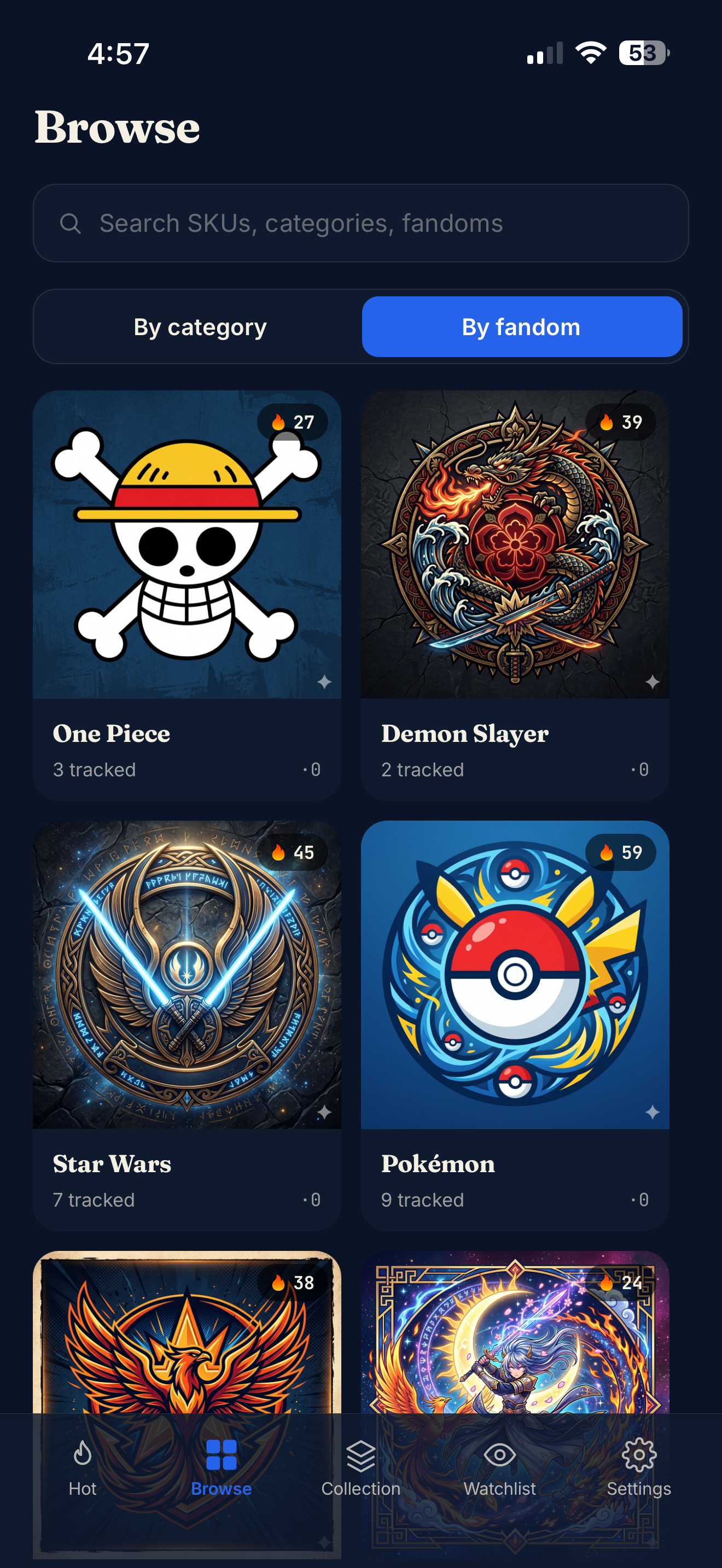 Trendnable — Browse collectibles by fandom